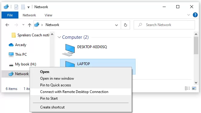 Windows 10 Network Tab screen